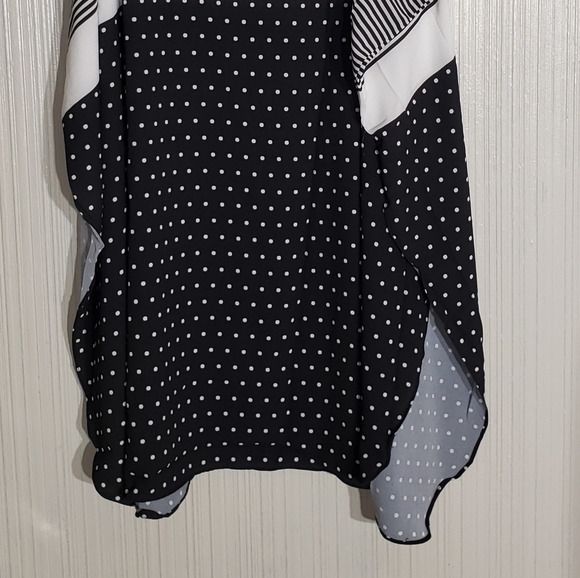 Milan Kiss Black/White Maxi Skirt, Sz L, Split sides and Attached Tie Belt - Picture 3 of 11